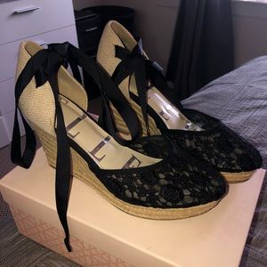 Beautiful Black Lace Wedges